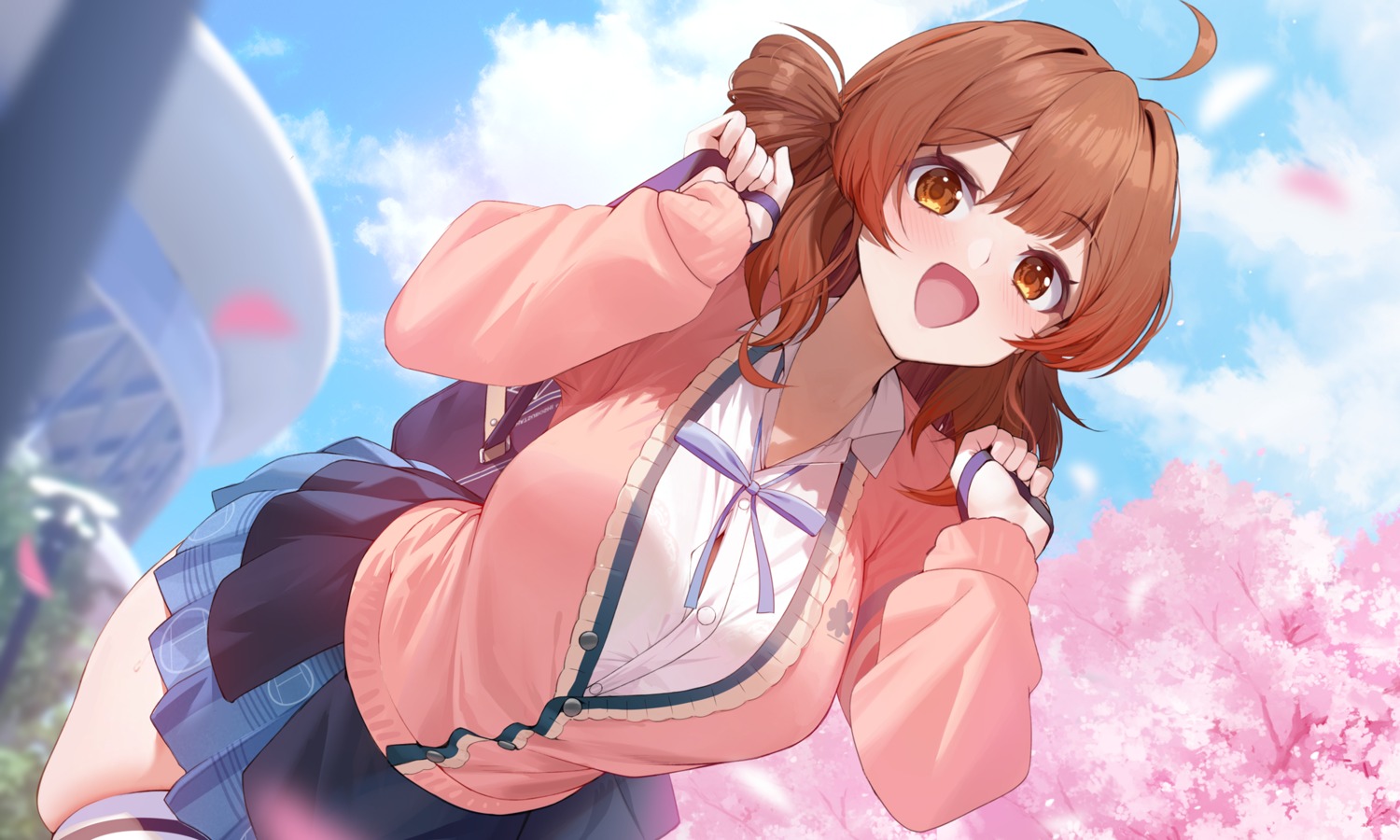 gakuen_idolm@ster hanami_ume seifuku sweater the_idolm@ster thighhighs xiujia_yihuizi