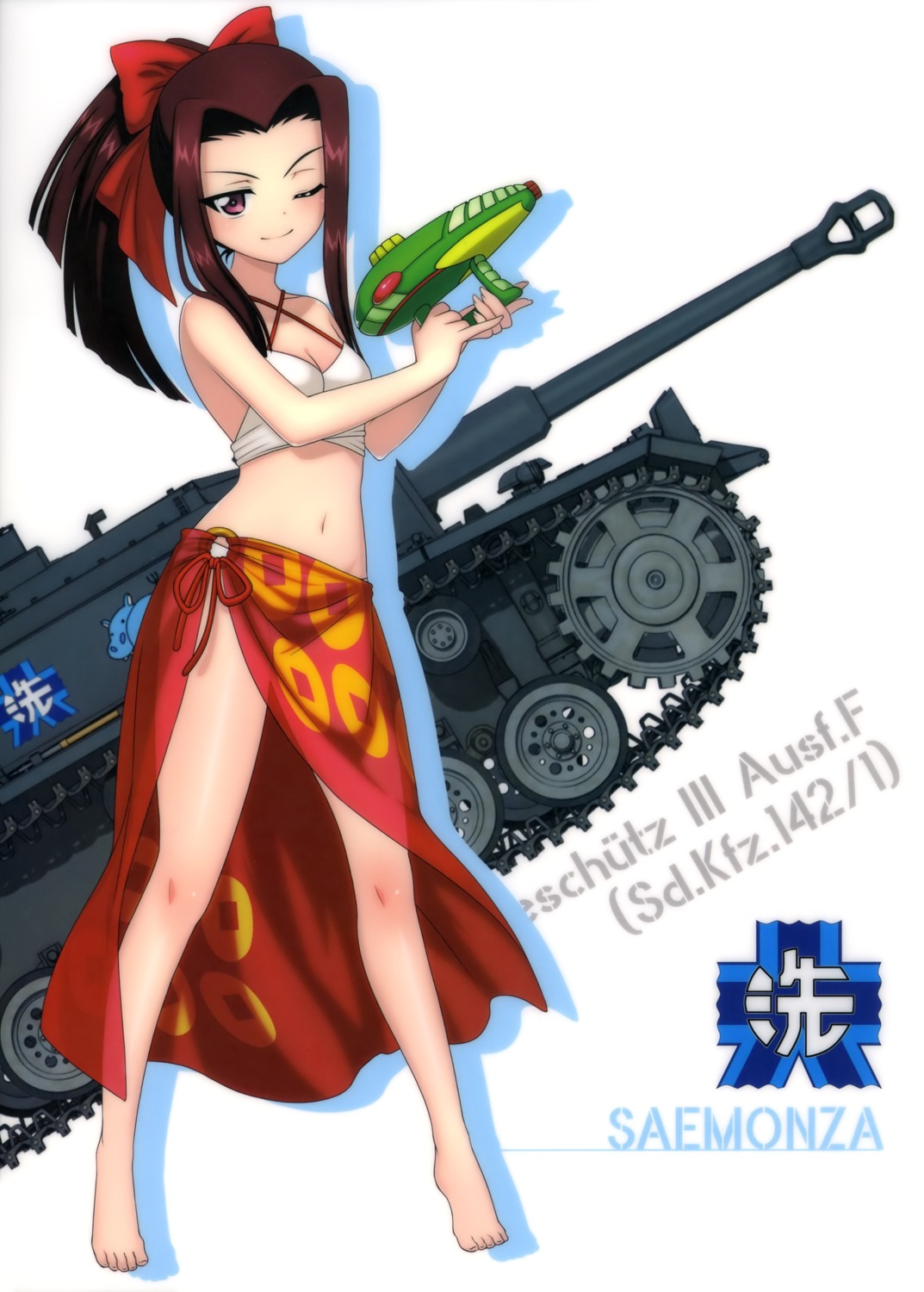 bikini cleavage girls_und_panzer gun saemonza see_through swimsuits