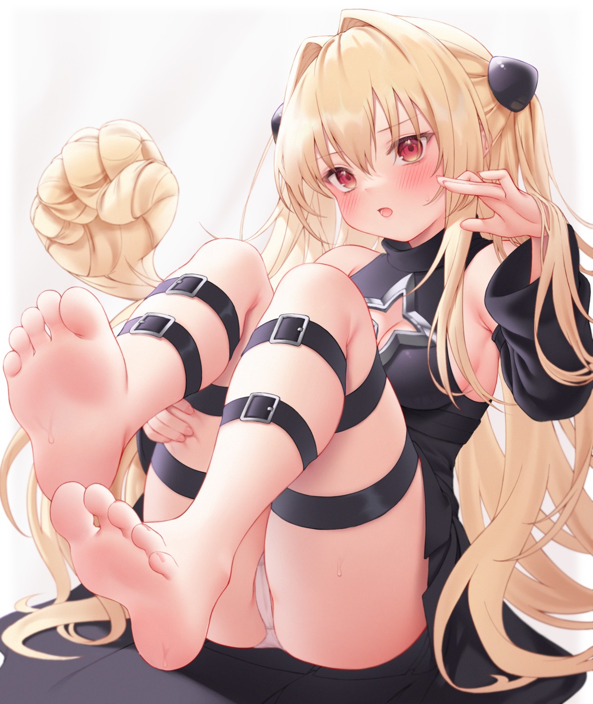 cameltoe dress feet garter golden_darkness no_bra pantsu skirt_lift thong to_love_ru to_love_ru_darkness wet zhaofeng_yinyue