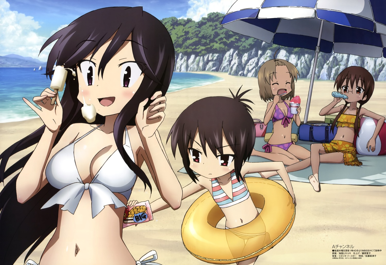 a_channel bikini cleavage ichii_tooru kaidou_hiroyuki megane momoki_run nishi_yuuko swimsuits tennouji_nagisa