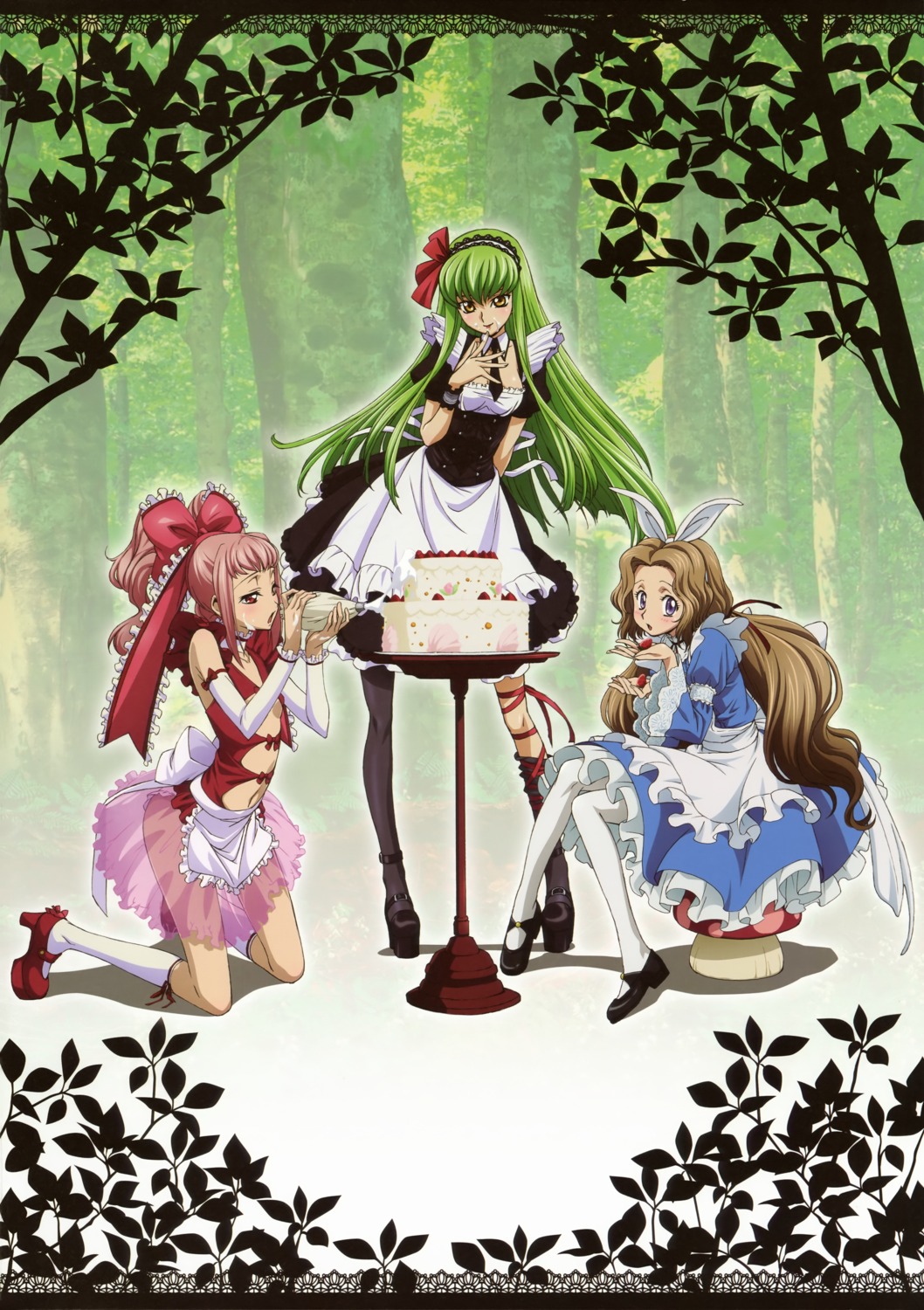 anya_alstreim c.c. code_geass cream dress kimura_takahiro maid no_bra nunnally_in_wonderland nunnally_lamperouge pantyhose see_through