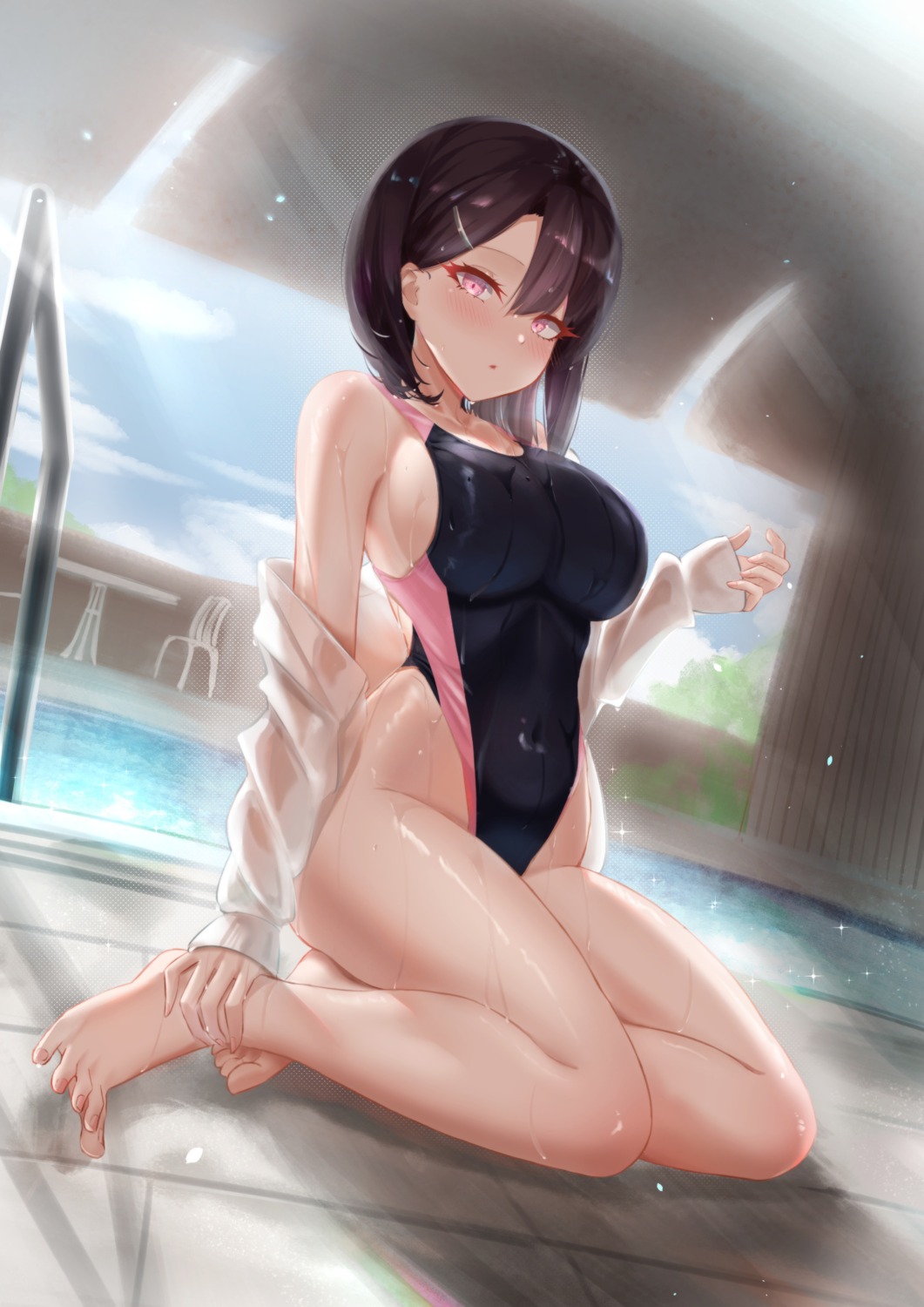 can_zhu see_through swimsuits wet wet_clothes