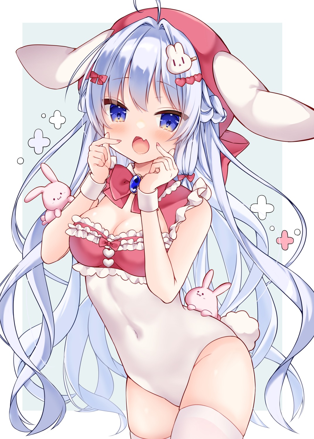 animal_ears bunny_ears bunny_girl no_bra tail thighhighs yukine416