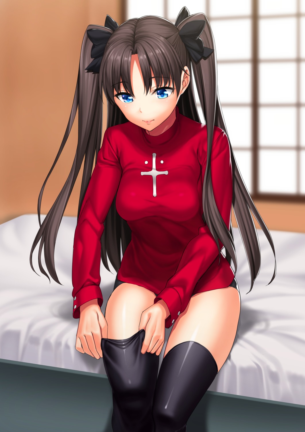 asamine_tel fate/stay_night pantsu thighhighs toosaka_rin