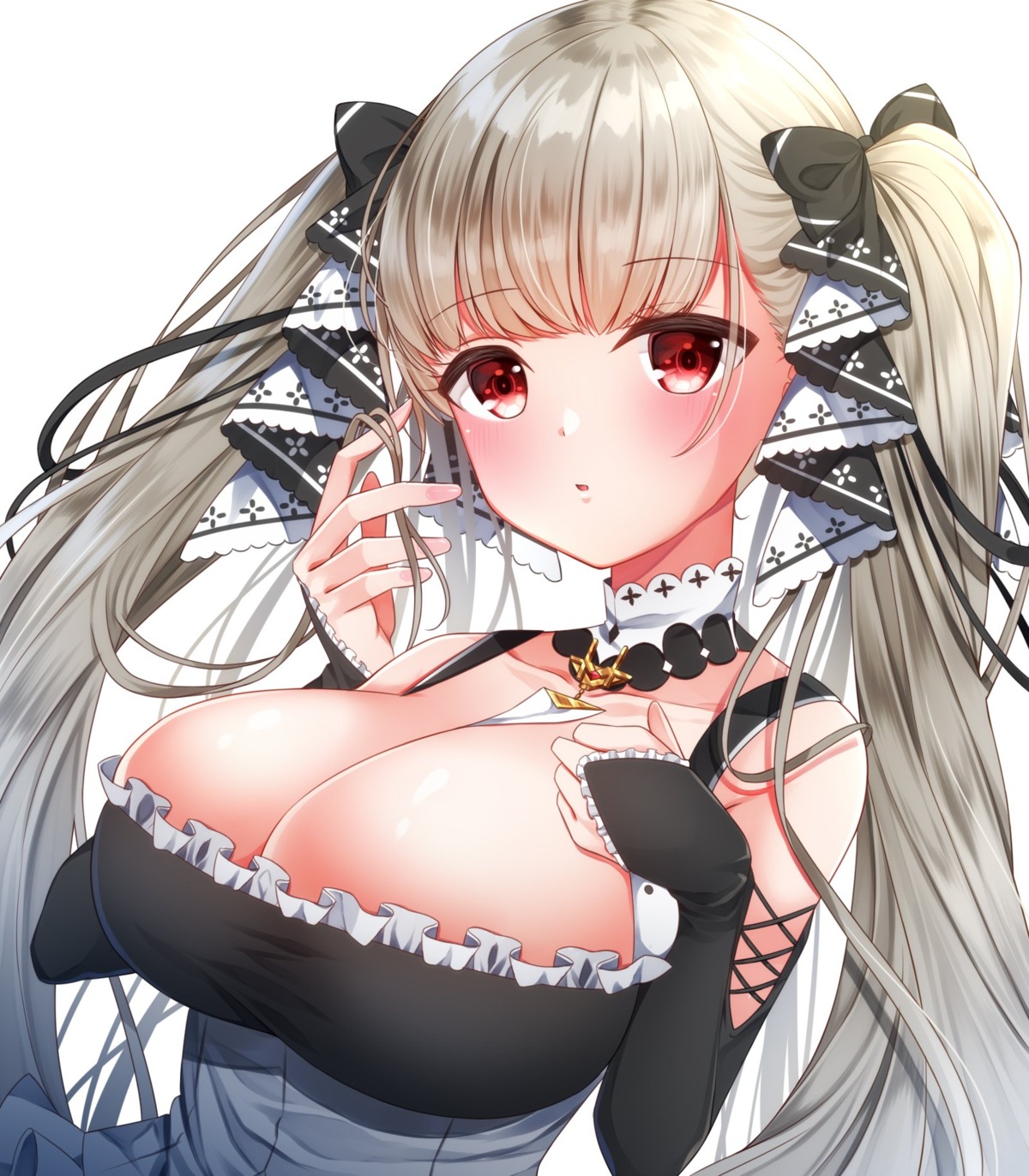 azur_lane breast_hold cleavage formidable_(azur_lane) gothic_lolita lolita_fashion no_bra yuzakura_azuto