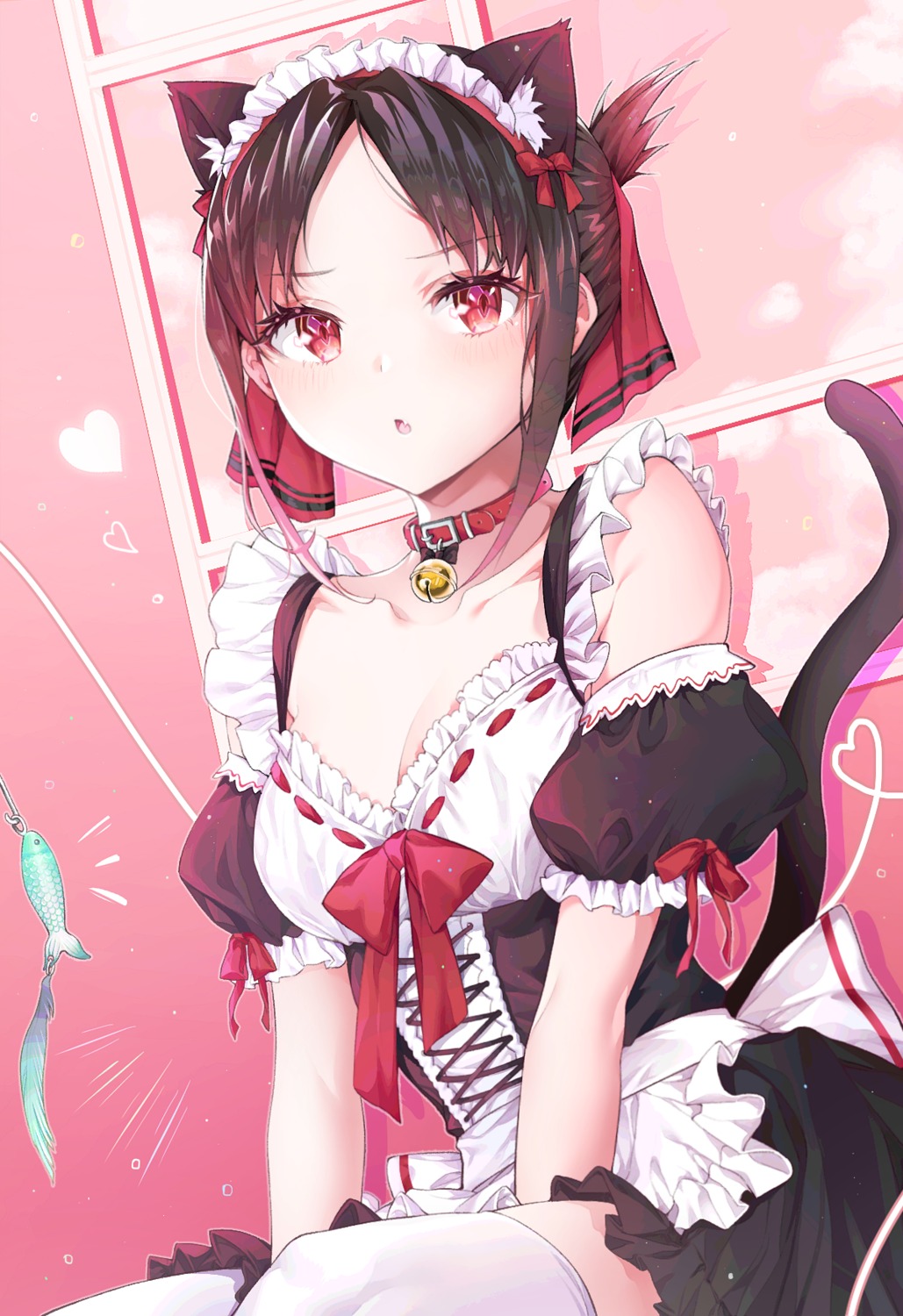 animal_ears cleavage cpqm kaguya-sama_wa_kokurasetai_~tensai-tachi_no_renai_zunousen~ maid nekomimi shinomiya_kaguya tail thighhighs