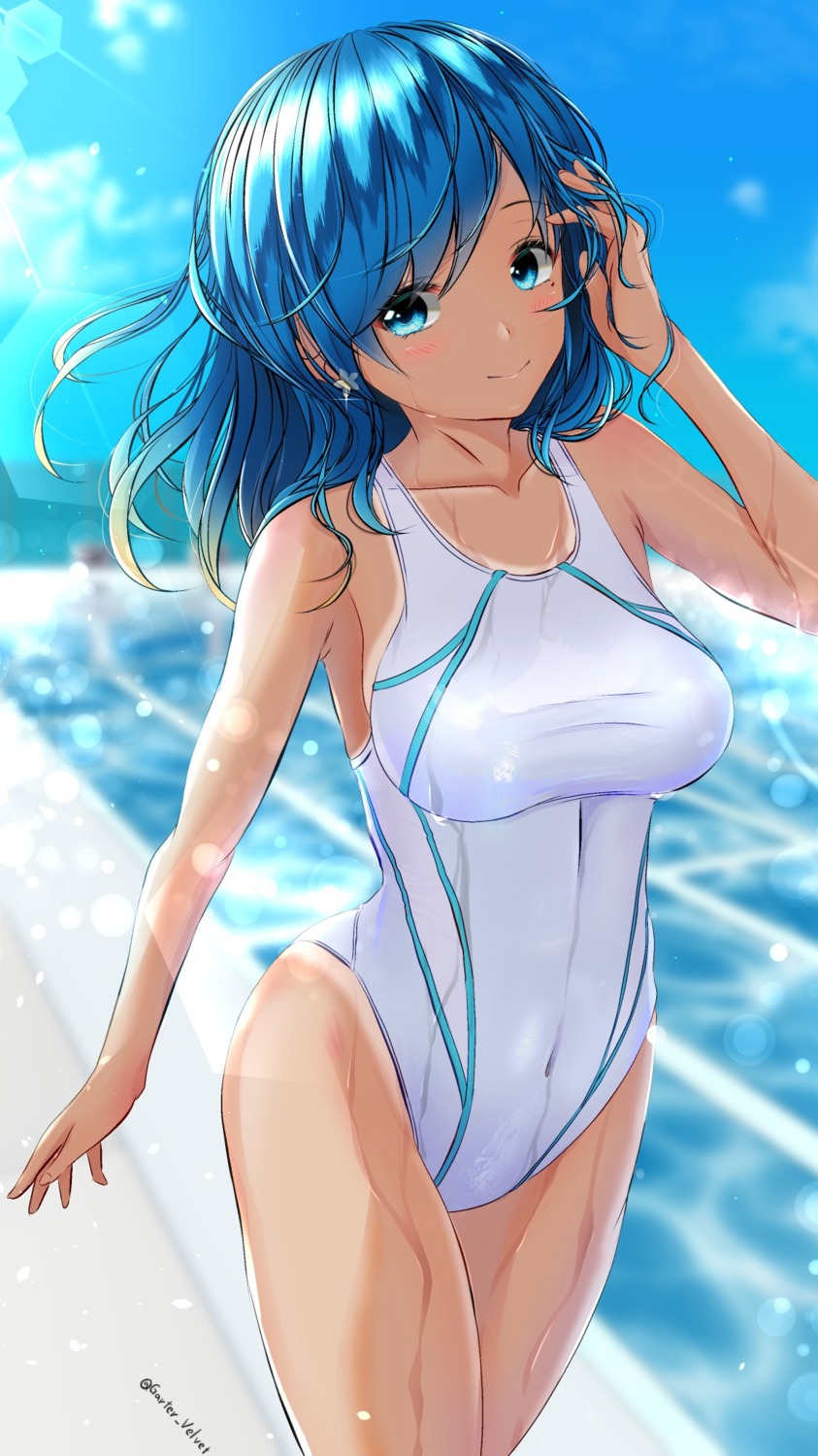 garter-velvet swimsuits tan_lines wet wet_clothes