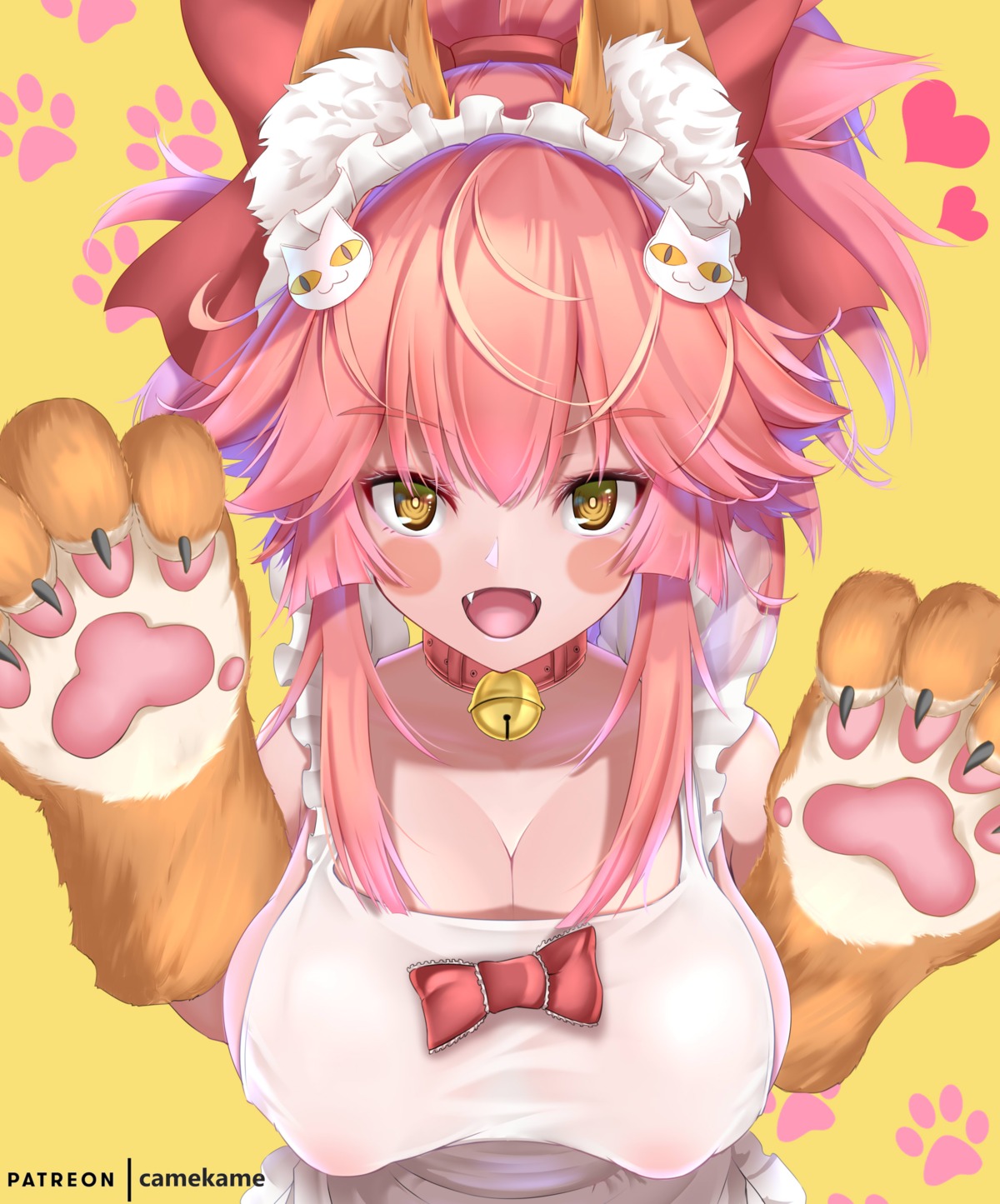 animal_ears areola erect_nipples fate/extra fate/grand_order fate/stay_night kamehito kitsune naked_apron see_through tail tamamo_cat