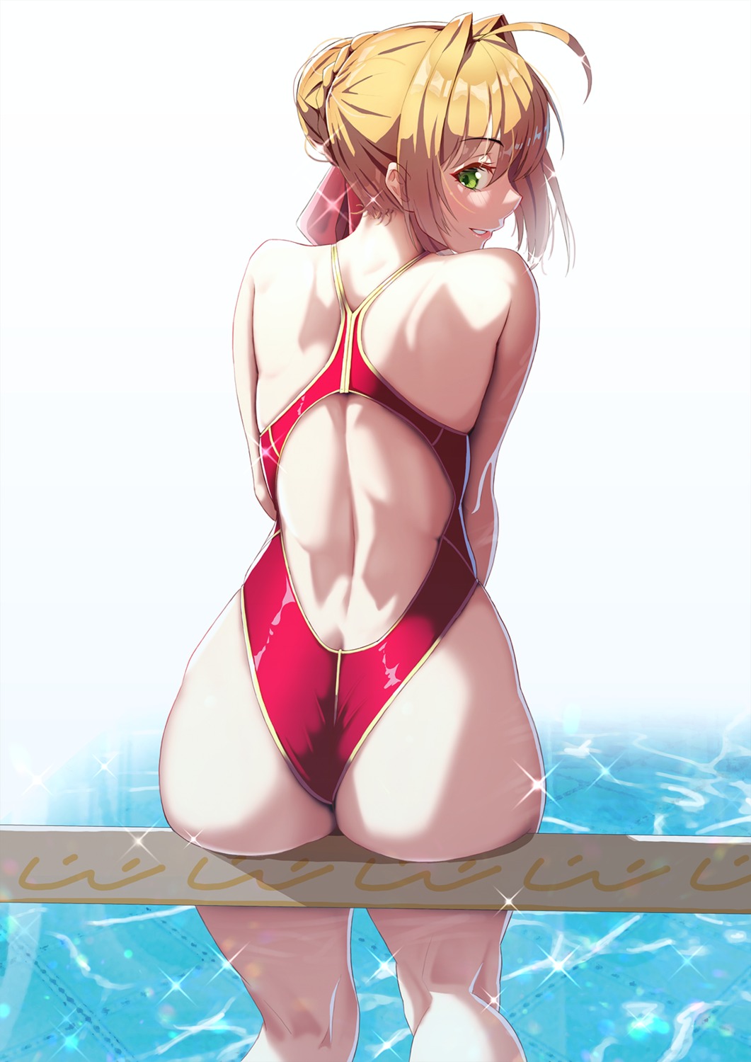 artist_revision ass fate/grand_order saber_extra solar_(happymonk) swimsuits