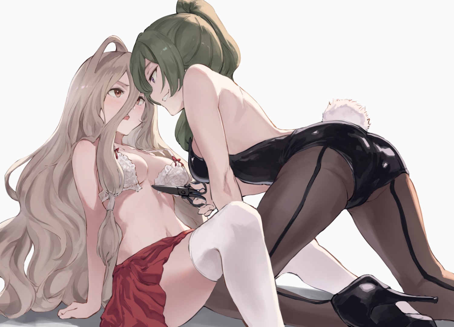 bra bunny_girl heels jojobirdz no_bra pantyhose sense_(sousou_no_frieren) sousou_no_frieren tail thighhighs ubel yuri