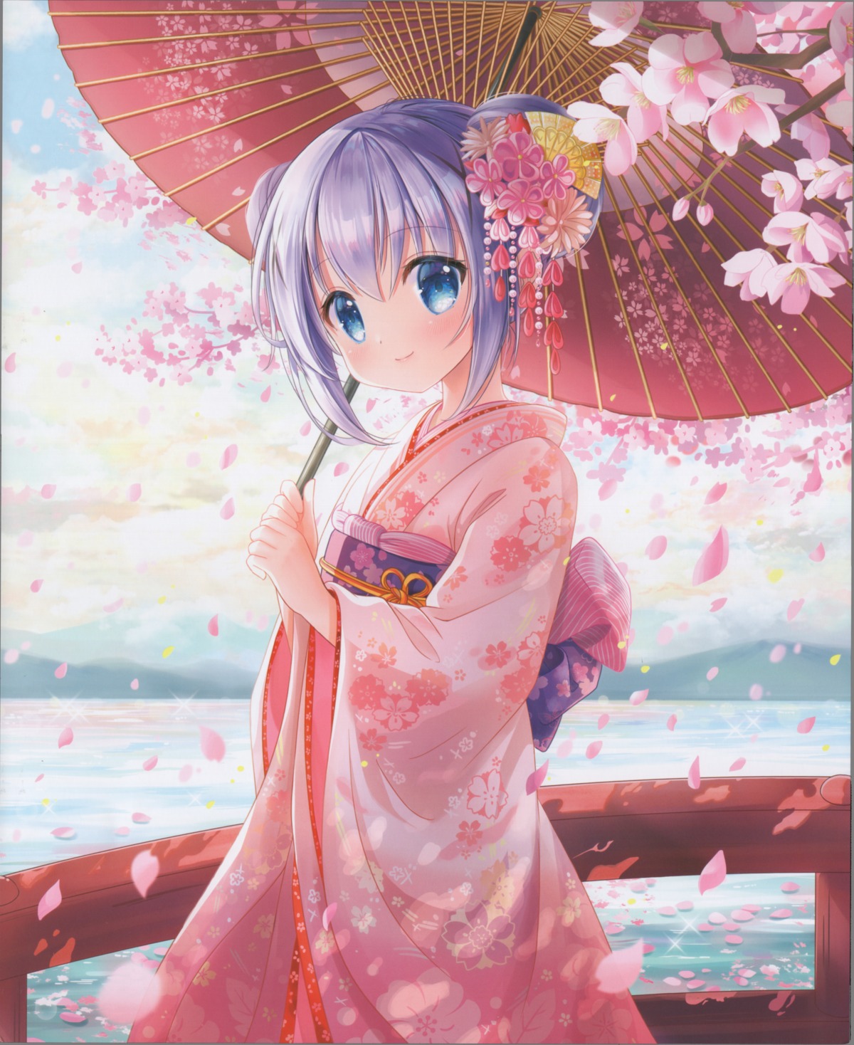 gochuumon_wa_usagi_desu_ka? kafuu_chino kimono raw_scan umbrella yuski