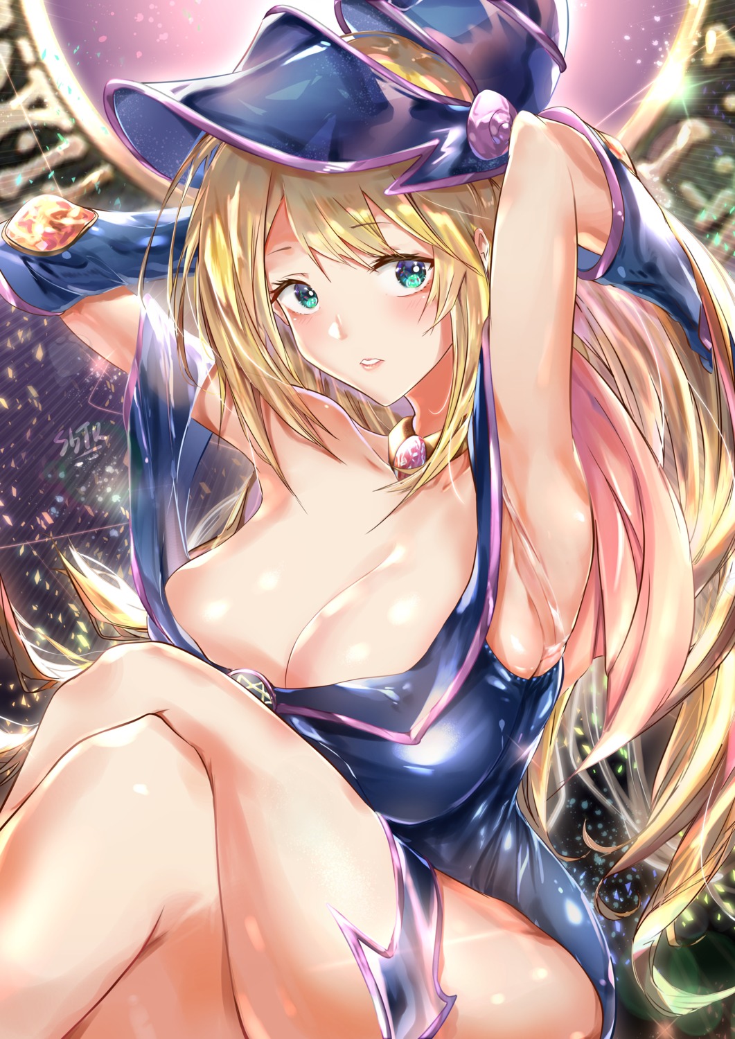 dark_magician_girl nakagawa_kanon_(pixiv32798535) no_bra yugioh