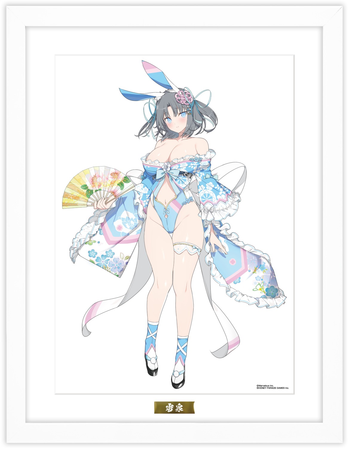 animal_ears bunny_ears bunny_girl garter japanese_clothes no_bra senran_kagura yaegashi_nan yumi_(senran_kagura)
