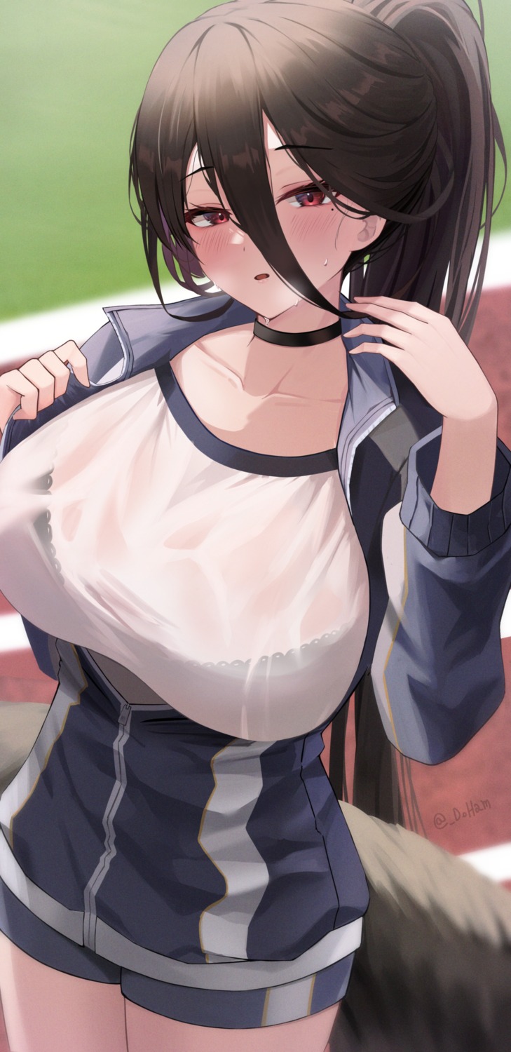 blue_archive bra doham gym_uniform hanekawa_hasumi see_through undressing wings