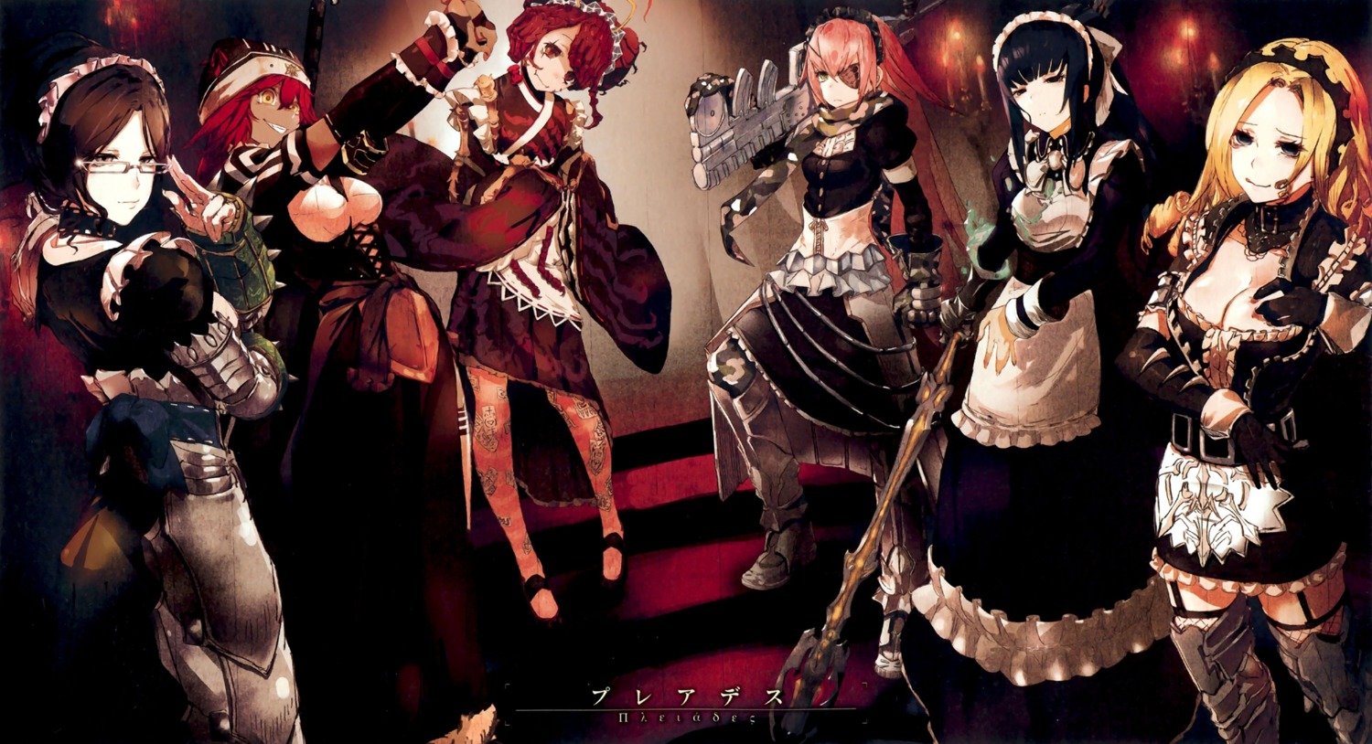 armor cleavage cz2128_delta entoma_vasilissa_zeta eyepatch fishnets gun lolita_fashion lupusregina_beta maid megane narberal_gamma overlord so-bin solution_epsilon stockings thighhighs wa_lolita weapon yuri_alpha