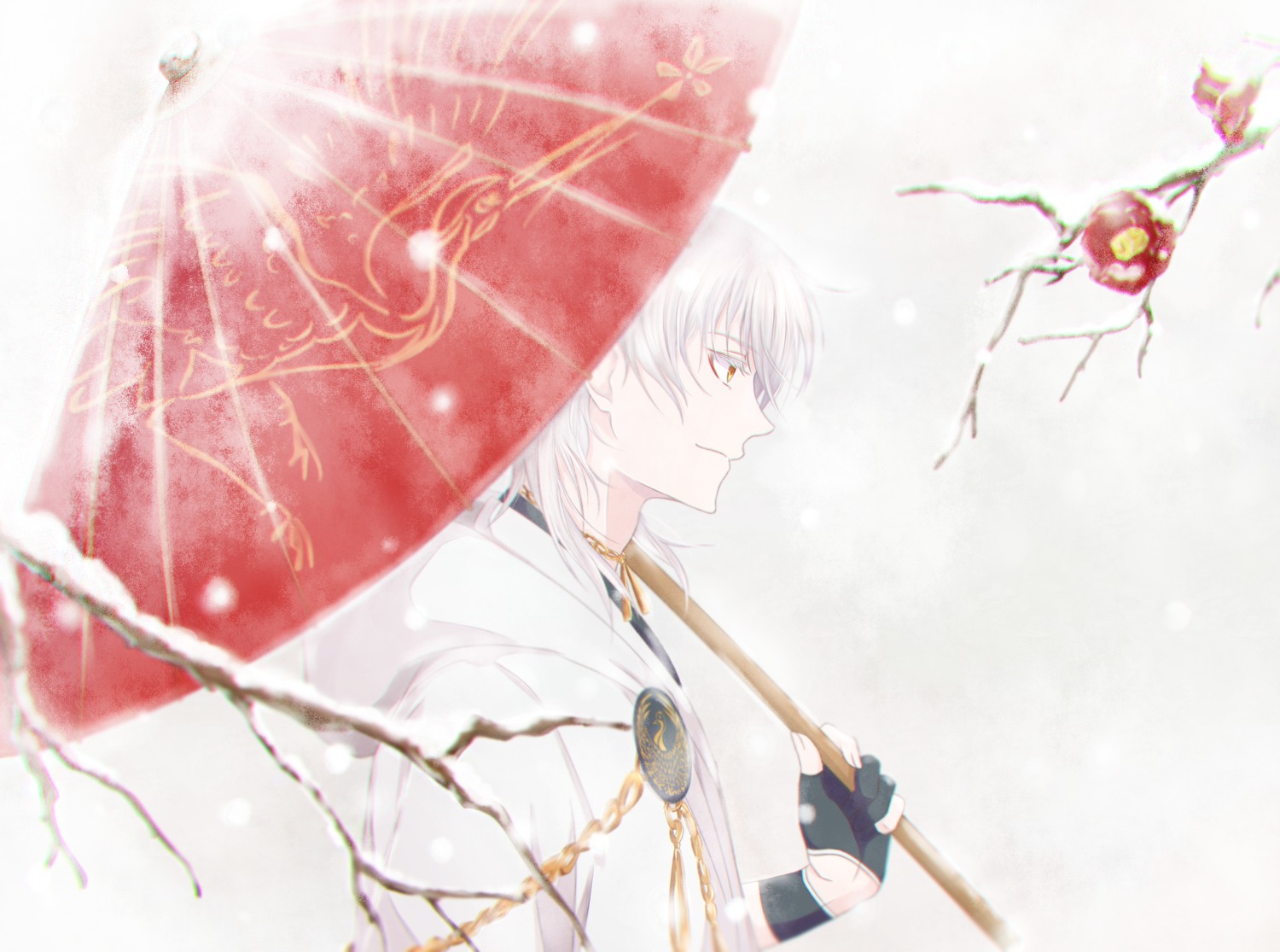 coro96 male touken_ranbu tsurumaru_kuninaga umbrella