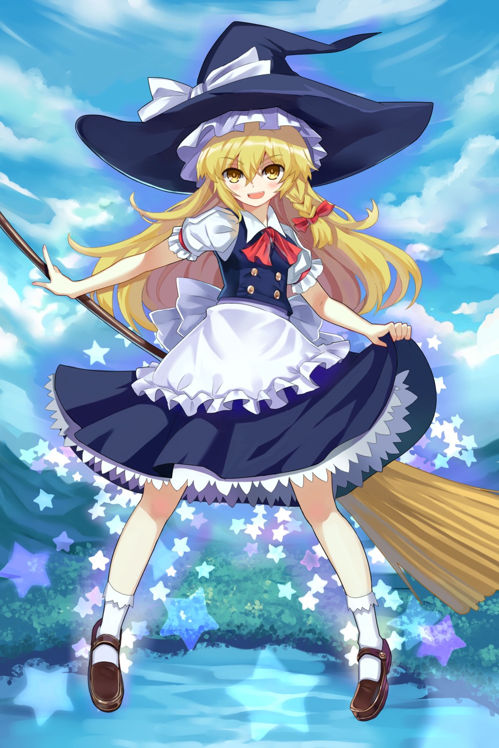 kirisame_marisa qihai_lunpo skirt_lift touhou witch