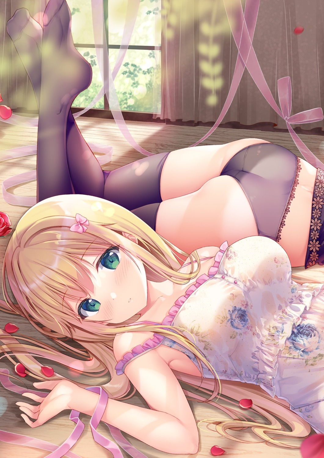 ass feet inagaki_minami lingerie no_bra pantsu thighhighs twinbox twinbox_school