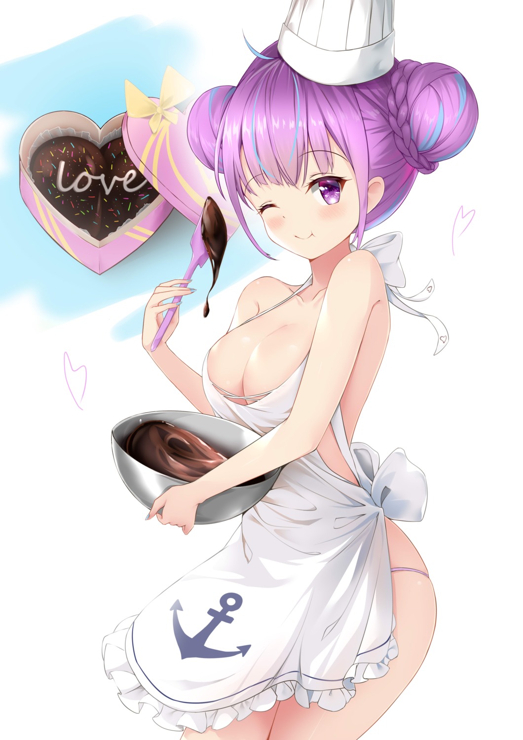 hololive minato_aqua naked_apron pantsu valentine yimiao