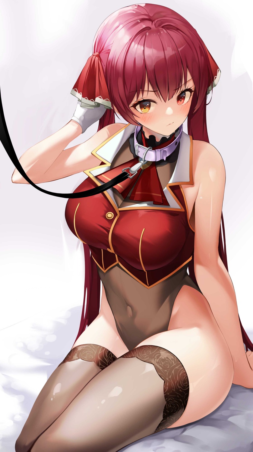 heterochromia hololive houshou_marine jpeg_artifacts leotard nevin_(flyskying) thighhighs