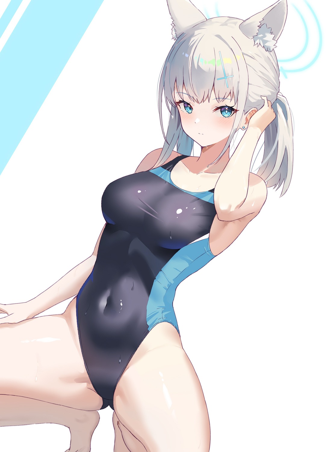 animal_ears blue_archive halo nekomimi rorokaede sunaookami_shiroko swimsuits