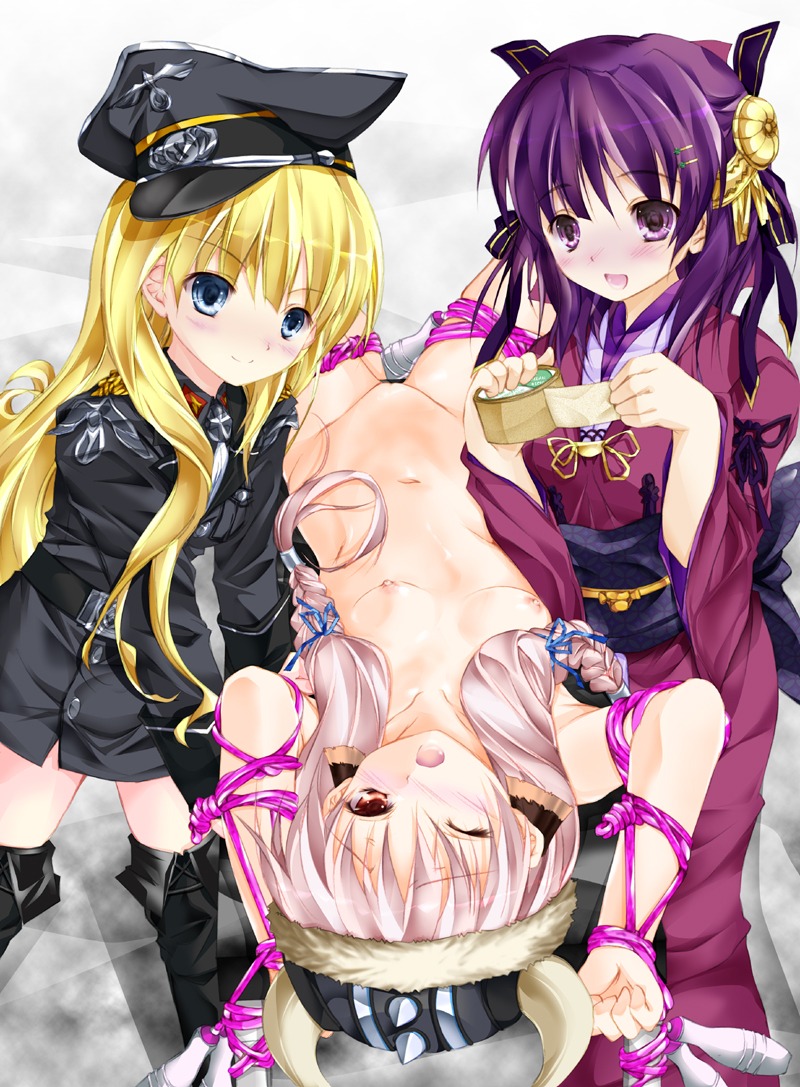 alfhild bondage daiteikoku kimono mikado naked nipples retia_adolf thighhighs uniform yagami_shuuichi