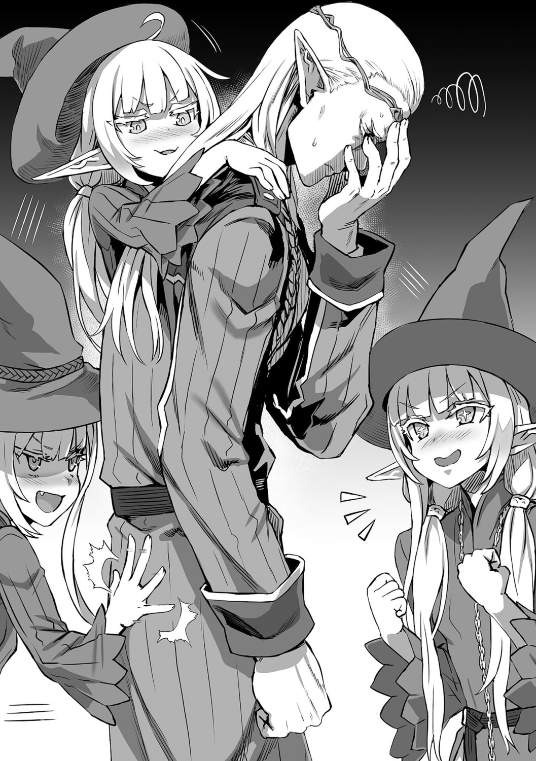 asanagi elf monochrome orc_eiyuu_monogatari pointy_ears witch