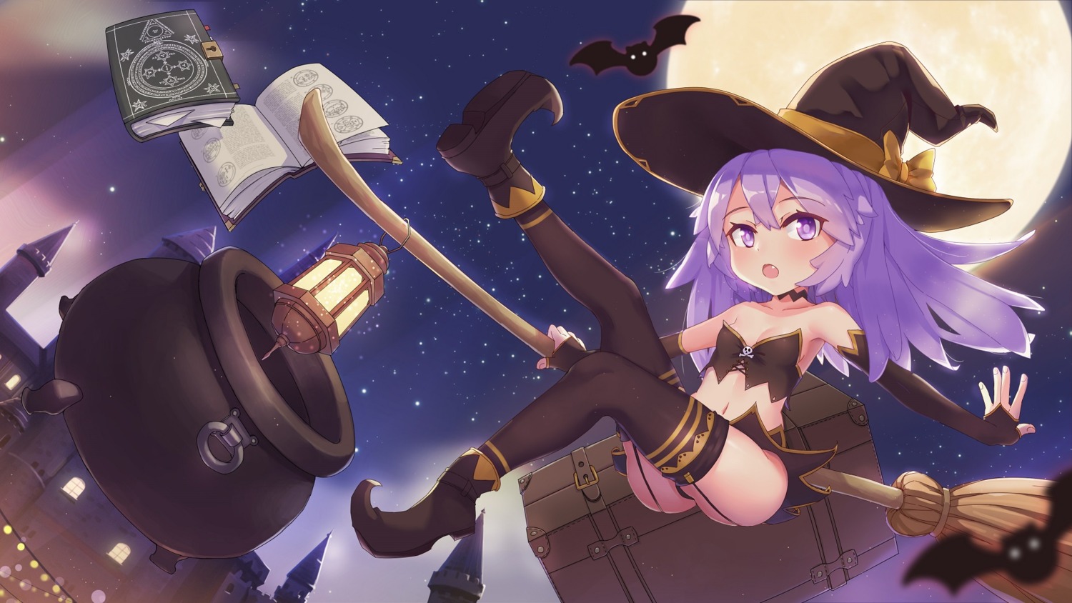 cleavage halloween heels loli pantsu skirt_lift stockings taku_michi thighhighs thong witch