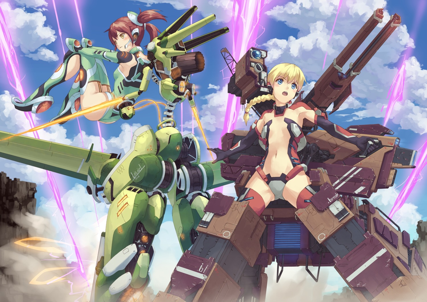 eichisu gun loli mecha mecha_musume sword thighhighs