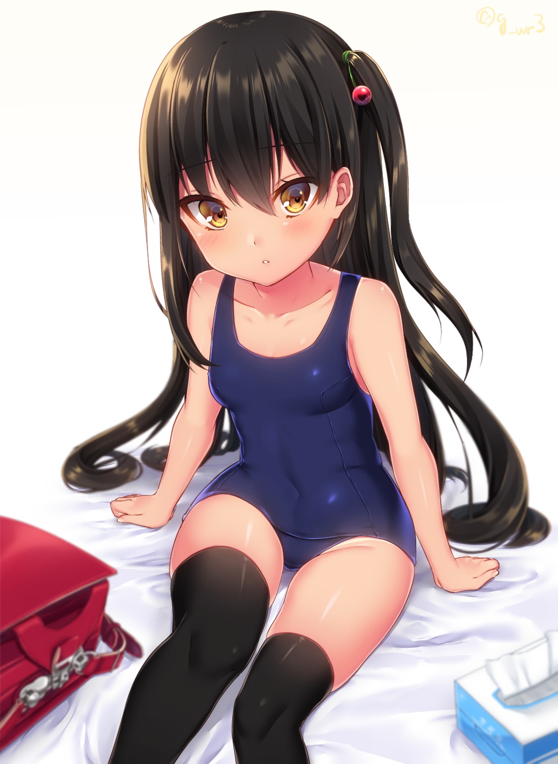 navy school_swimsuit swimsuits thighhighs