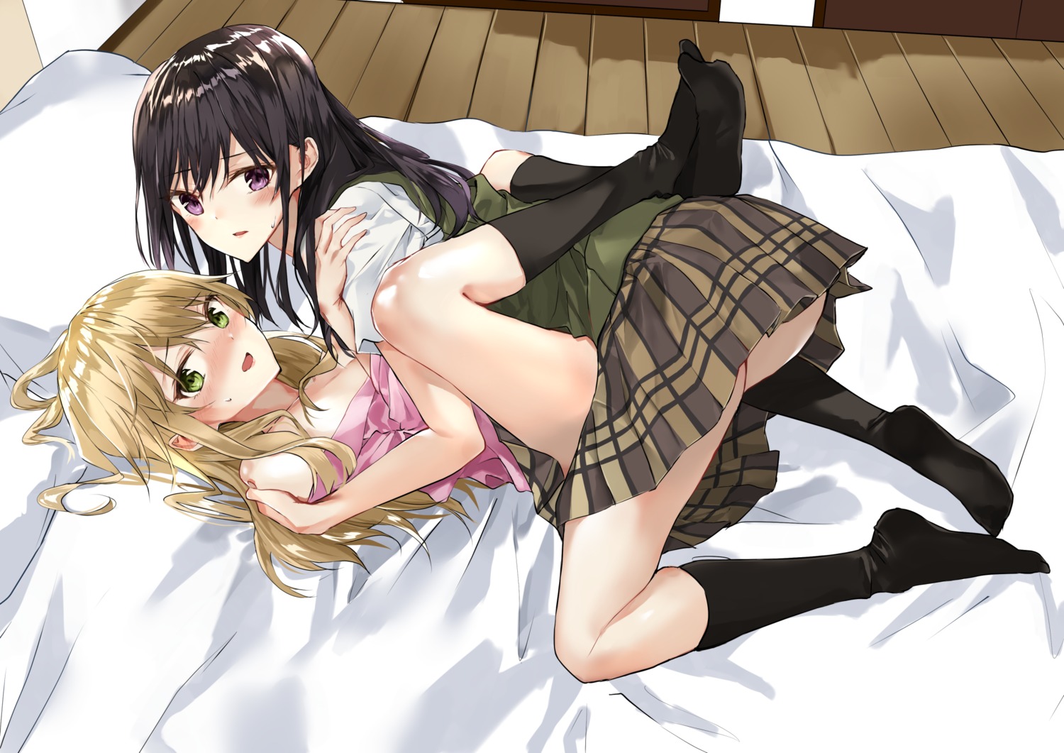 aihara_mei aihara_yuzu_(citrus) citrus_(manga) fujisaki_ribbon no_bra open_shirt seifuku yuri