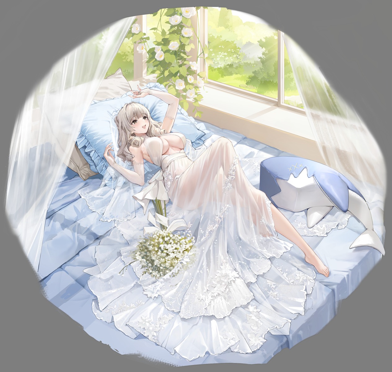 azur_lane dress luetzow_(azur_lane) no_bra see_through souji_hougu transparent_png wedding_dress