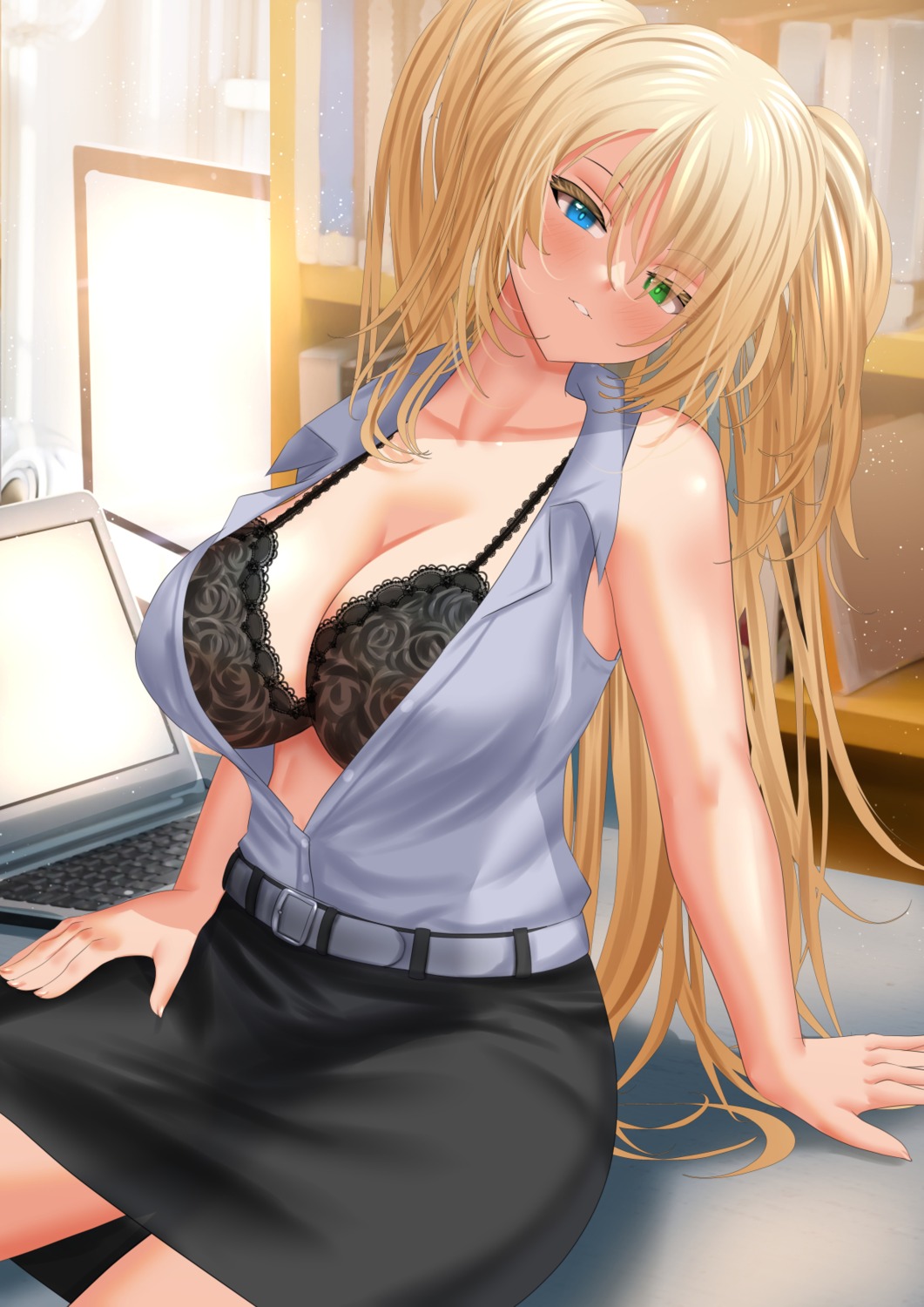 bra heterochromia kein_hasegawa open_shirt