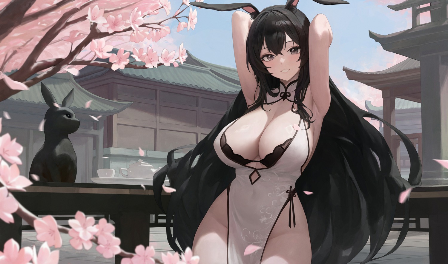 animal_ears artist_revision bra bunny_ears chinadress kiek