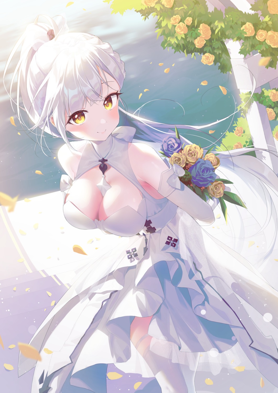 alpha_(ypalpha79) dress saki_fuwa_(tower_of_fantasy) stockings thighhighs tower_of_fantasy wedding_dress