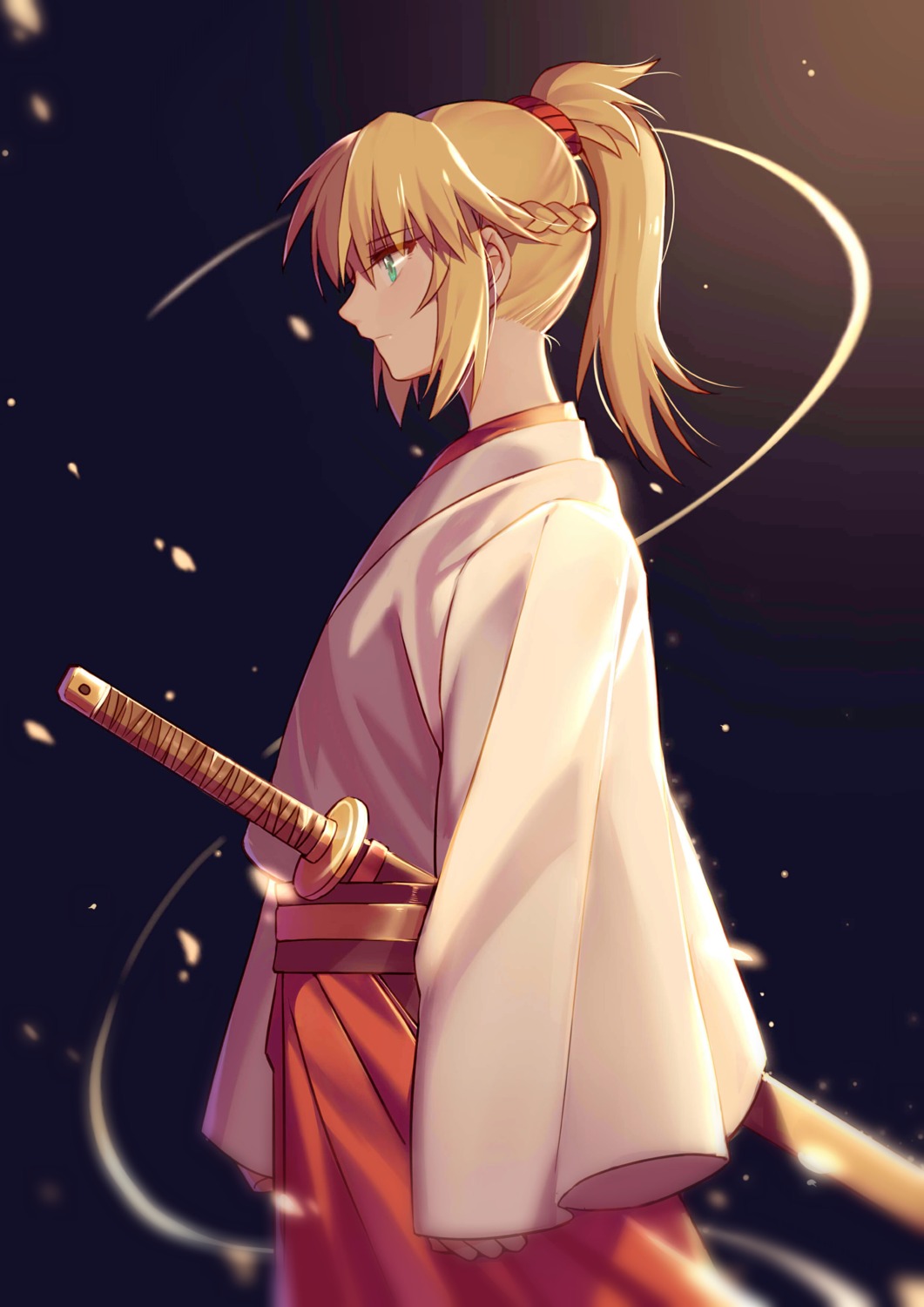 fate/apocrypha fate/stay_night japanese_clothes mordred_(fate) sword yorukun