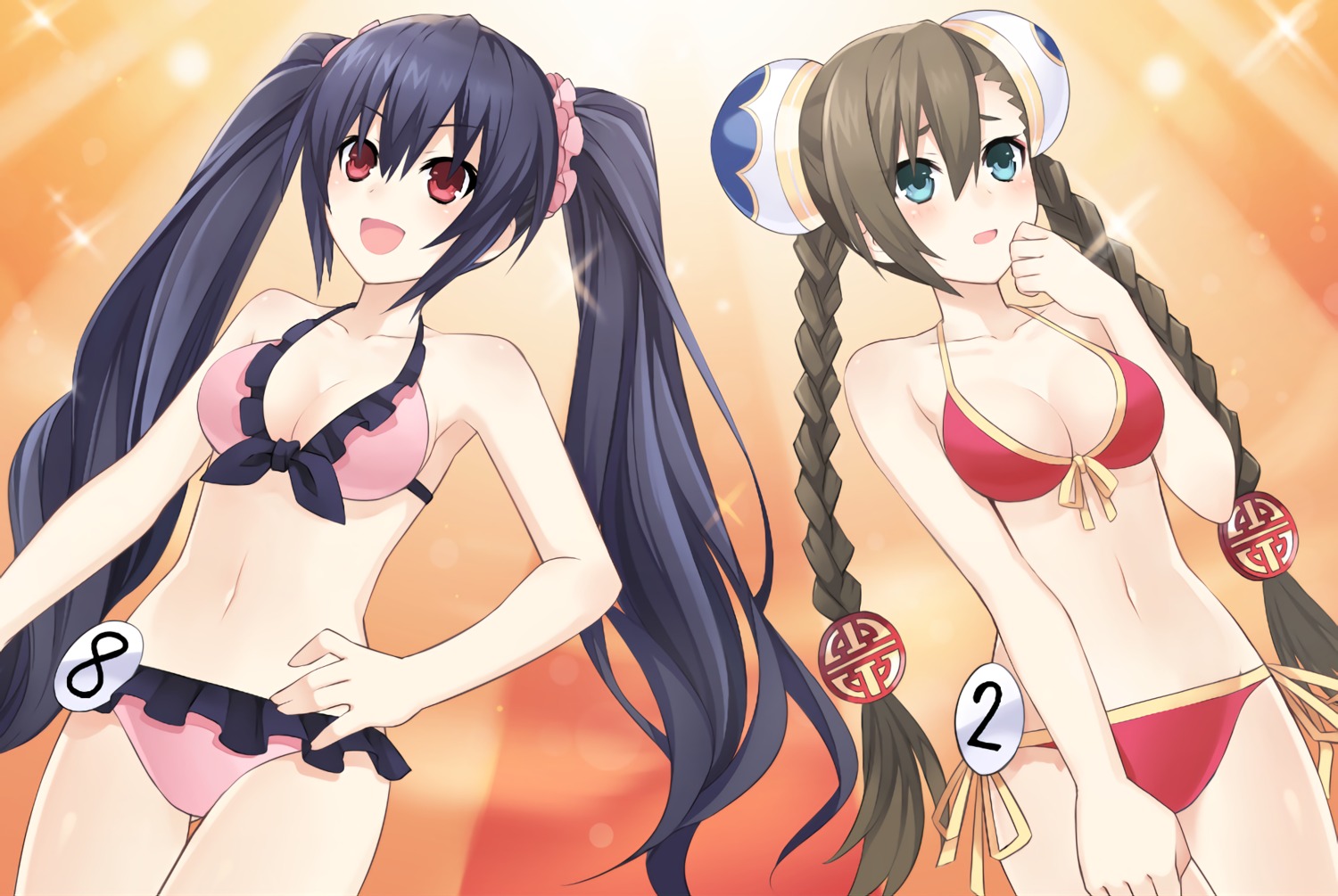 bikini chou_megami_shinkou_noire_gekishin_black_heart choujigen_game_neptune cleavage game_cg noire rii_fai swimsuits tsunako