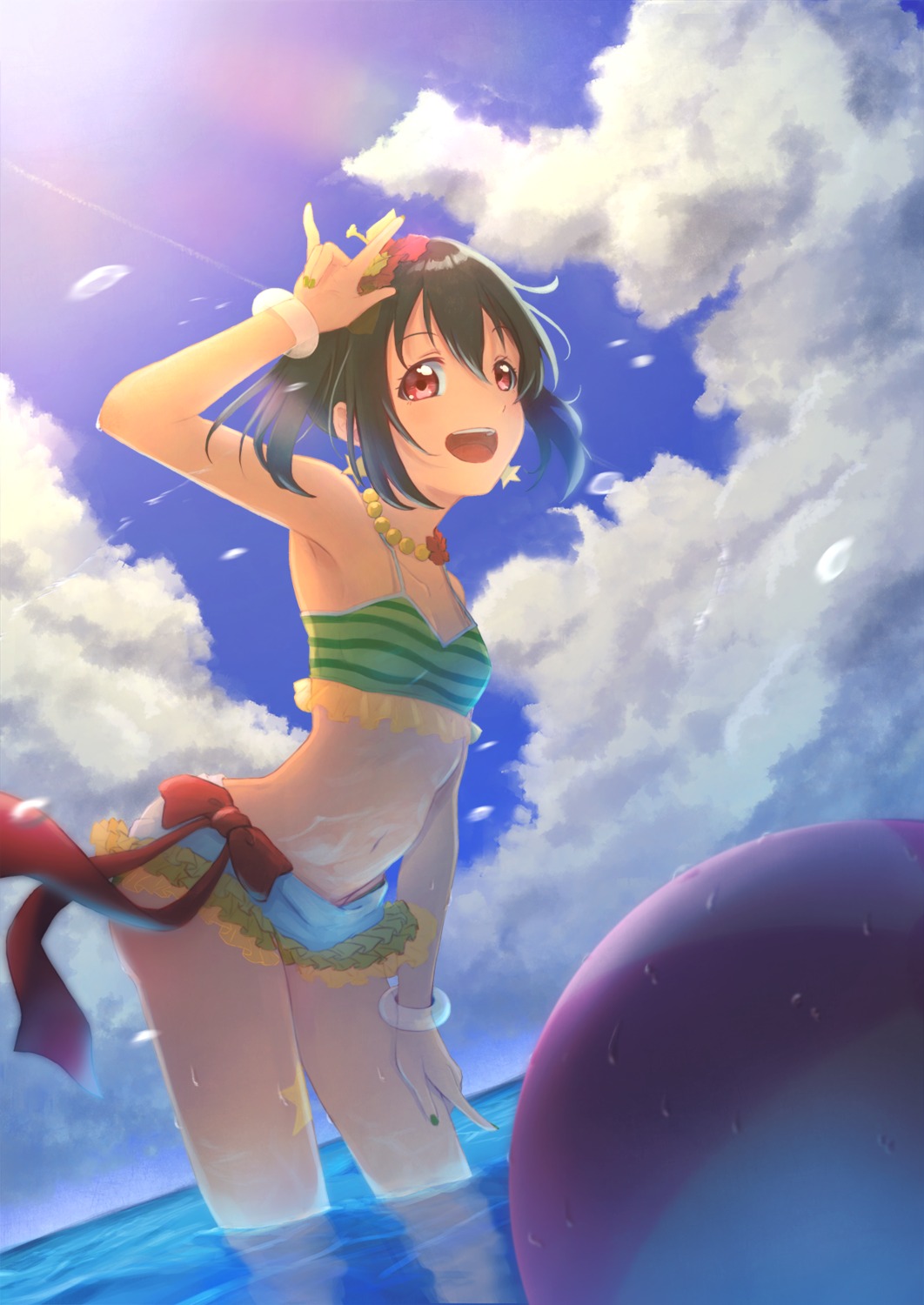 bikini cleavage love_live! macken swimsuits wet yazawa_nico