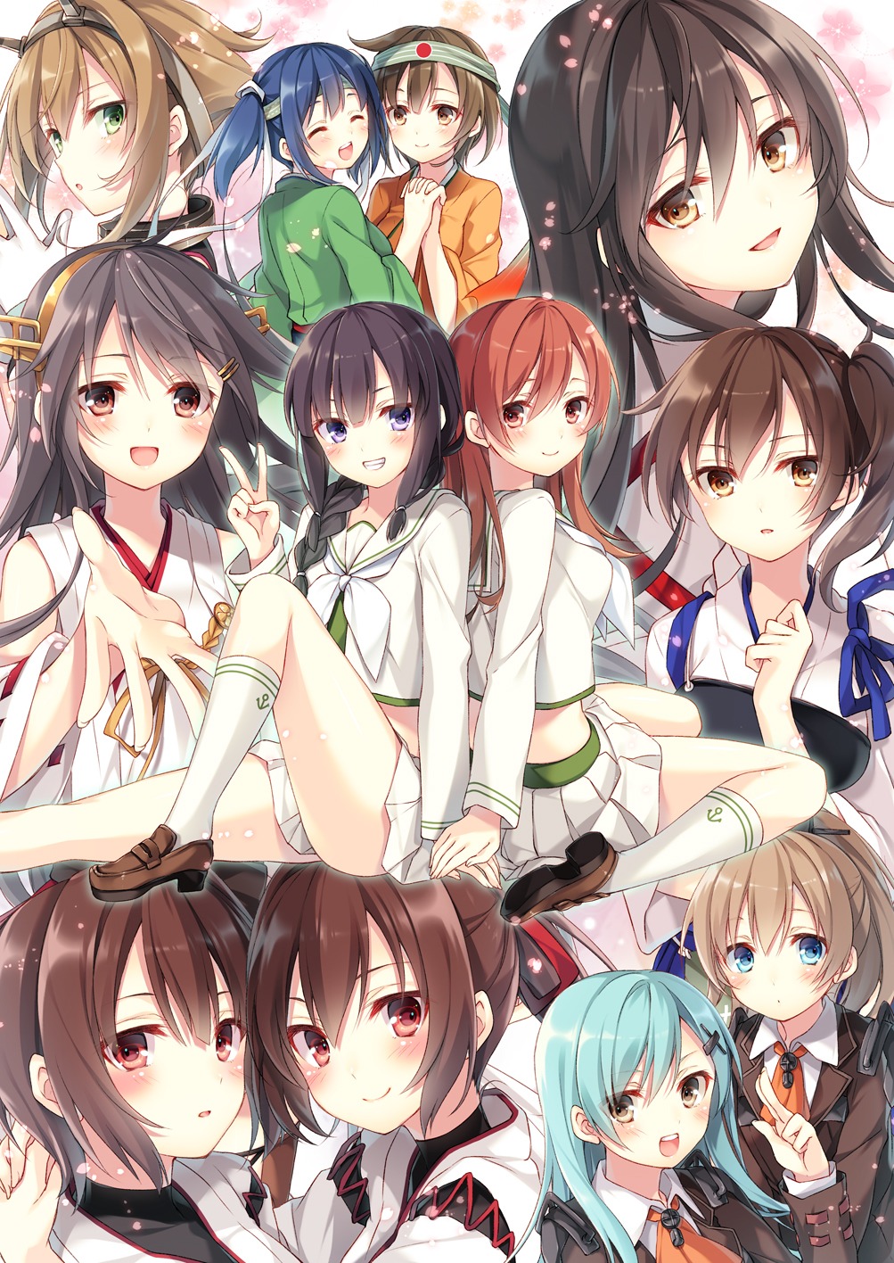 akagi_(kancolle) haruna_(kancolle) hiryuu_(kancolle) hyuuga_(kancolle) ise_(kancolle) japanese_clothes kaga_(kancolle) kantai_collection kitakami_(kancolle) kumano_(kancolle) mutsu_(kancolle) ooi_(kancolle) seifuku souryuu_(kancolle) suzuya_(kancolle) toosaka_asagi