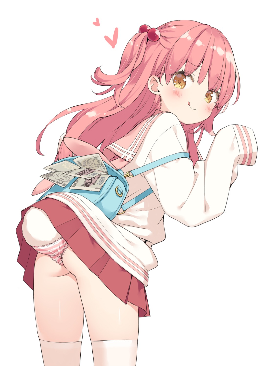 ass kani_biimu loli mikane_sebiri pantsu panty_pull seifuku shimapan skirt_lift tail thighhighs thong