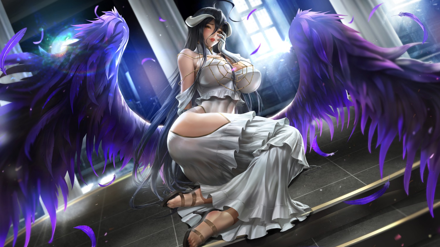 albedo_(overlord) dress heels horns lexaiduer overlord wings