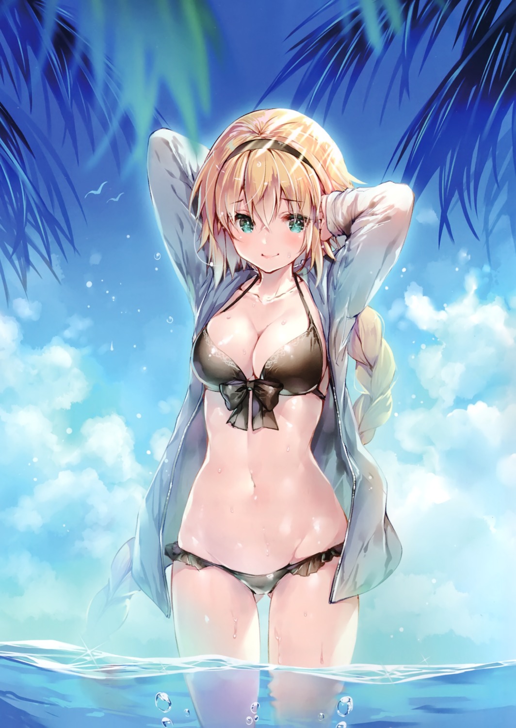 cleavage fate/grand_order jeanne_d'arc jeanne_d'arc_(fate) miwabe_sakura pion swimsuits wet