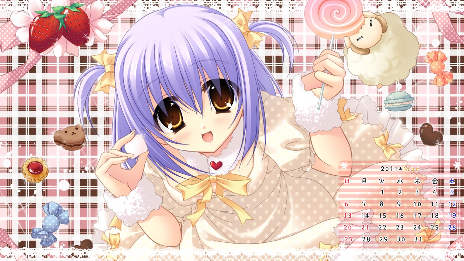 calendar dress hazumi_rio irahara_kotoko lime_(company) petapeta wallpaper