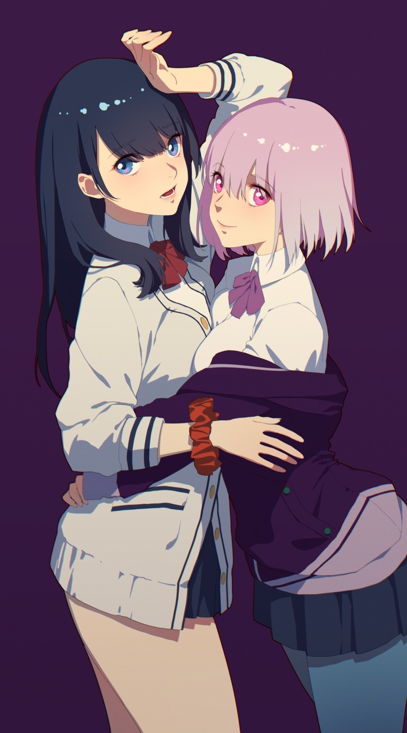 pantyhose seifuku shinjou_akane ssss.gridman sweater symmetrical_docking takarada_rikka thank_star