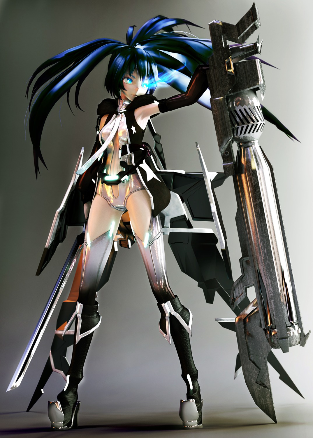 black_rock_shooter black_rock_shooter_(character) cg mecha_musume thighhighs vocaloid