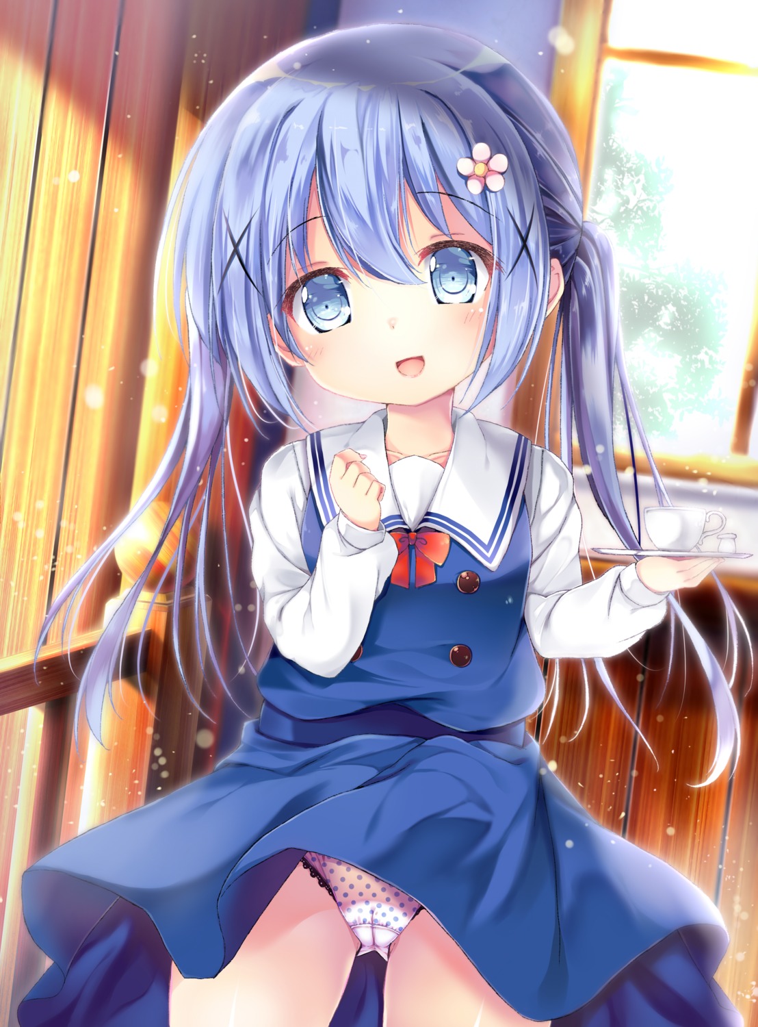 breast_hold cameltoe gochuumon_wa_usagi_desu_ka? kafuu_chino loli neko_pan pantsu seifuku skirt_lift