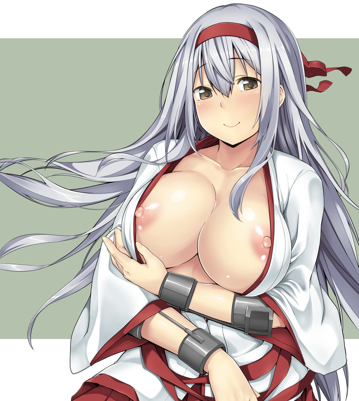breasts kantai_collection nipples no_bra open_shirt sato_36 shoukaku_(kancolle) undressing