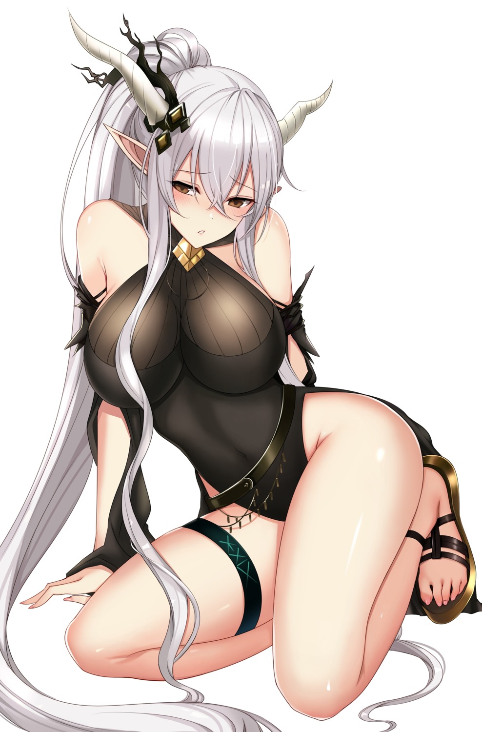 arknights ateoyh garter horns shining_(arknights) swimsuits