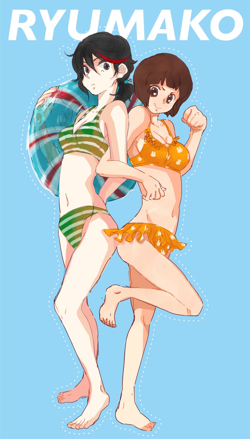 bikini cleavage jil_(artist) kill_la_kill mankanshoku_mako matoi_ryuuko swimsuits