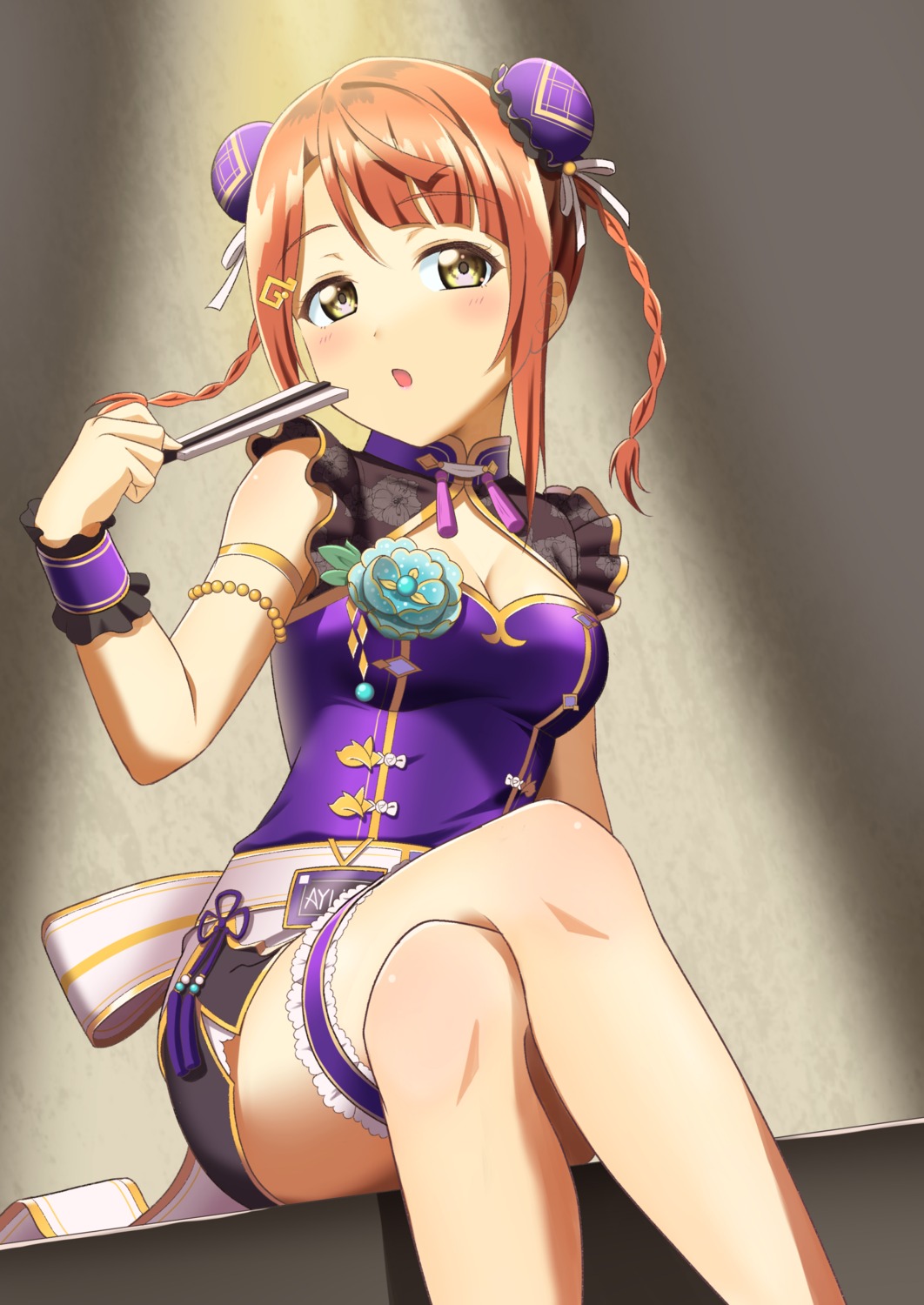 asian_clothes cleavage garter love_live!_nijigasaki_high_school_idol_club oku_1225 uehara_ayumu